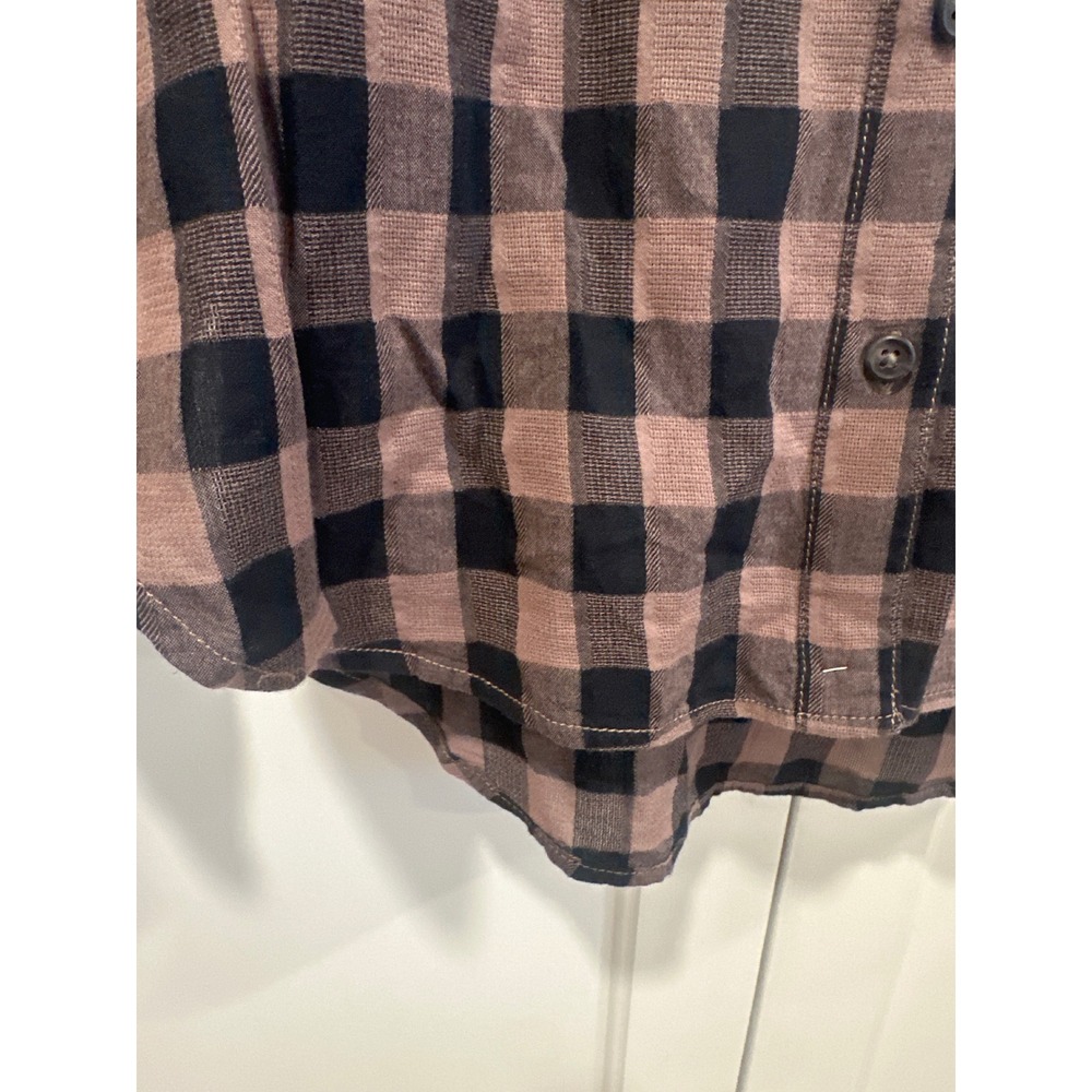 Sanctuary Womens Brown Black Plaid Button Down Shirt western tunic Size S boho - Picture 3 of 8